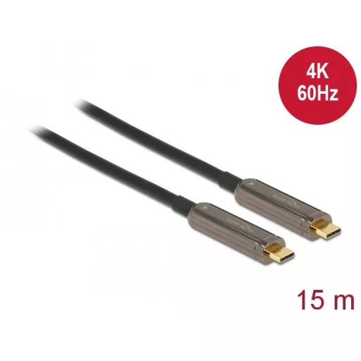 Delock Aktív optikai video kábel USB-C  csatlakozóval 4K 60 Hz 15 m hosszú (84104)