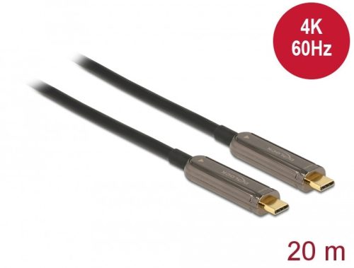 Delock Aktív optikai video kábel USB-C  csatlakozóval 4K 60 Hz 20 m hosszú (84122)