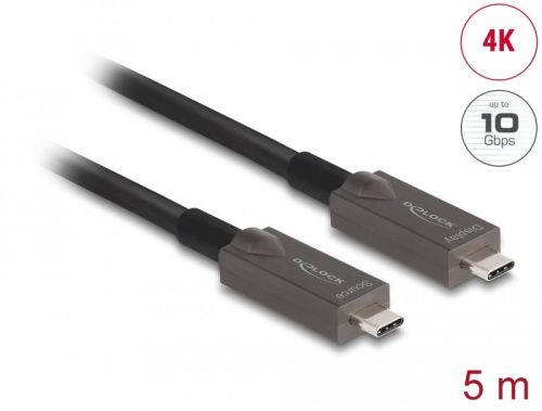 Delock aktív optikai USB-C videó + adat + PD kábel 5 m