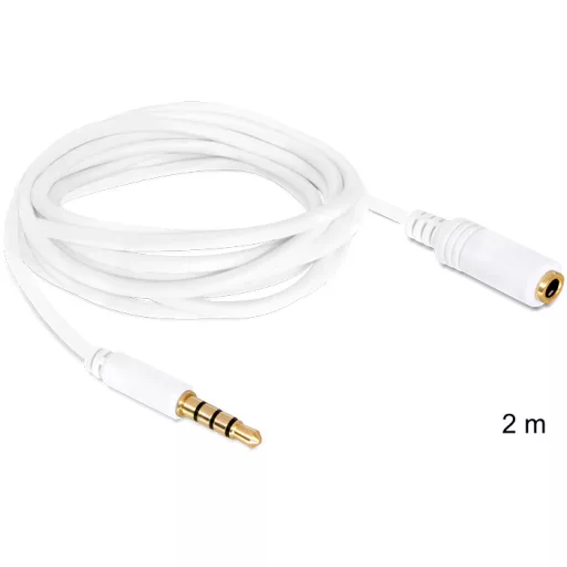 Delock audio sztereo Jack 3.5 mm apa / anya IPho 4 pin kábel, 2 m (84482)