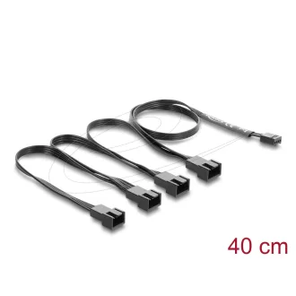   Delock Ventilátorkábel 1 x 4 tűs PWM csatlakozóaljzat - 4 x 4 tűs PWM csatlakozó, fekete   40 cm hosszú, 20 cm-es elágazással (84540)