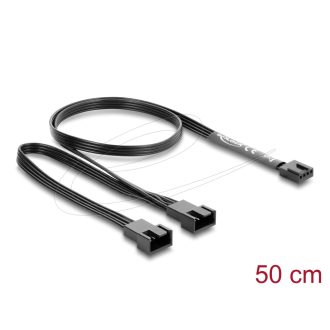   Delock Ventilátorkábel 1 x 4 tűs PWM csatlakozóaljzat - 2 x 4 tűs PWM csatlakozó, fekete   50 cm hosszú, 20 cm-es elágazással (84543)