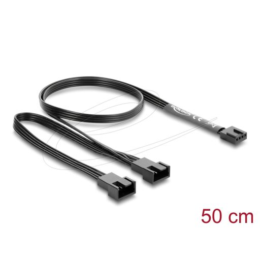 Delock Ventilátorkábel 1 x 4 tűs PWM csatlakozóaljzat - 2 x 4 tűs PWM csatlakozó, fekete   50 cm hosszú, 20 cm-es elágazással (84543)