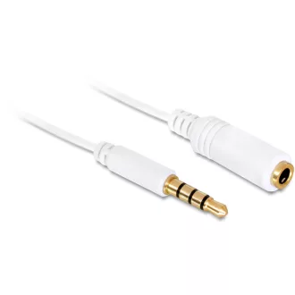   Delock audió toldó kábel, 4 pol.3.5mm sztereó jack dugó/aljzat csatlakozókkal, Iphonehoz, fehér (84717)