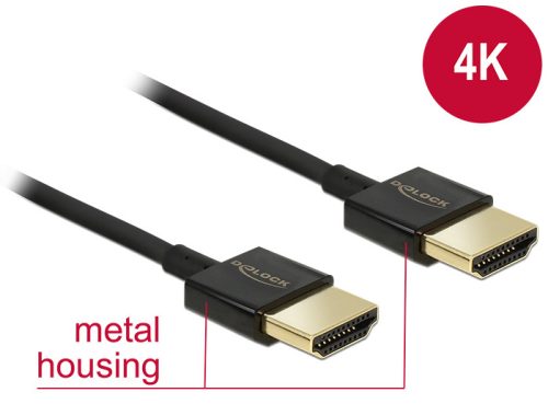 Delock Nagysebességű HDMI-kábel Ethernettel - HDMI-A > HDMI-A, 3D,4K, 1,5 m, vékony, prémium (84772)