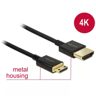   Delock Nagysebességű HDMI-kábel Ethernettel - HDMI-A-csatlakozódugó>HDMI Mini-C-csatlakozódugó,3D,1m (84776)