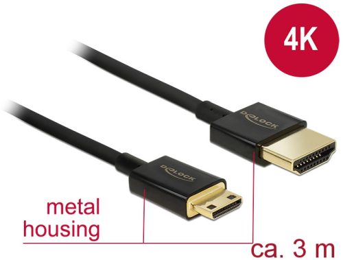 Delock Nagysebességű HDMI-kábel Ethernettel - HDMI-A-csatlakozódugó > HDMI Mini-C-csatlakozódugó, 3D