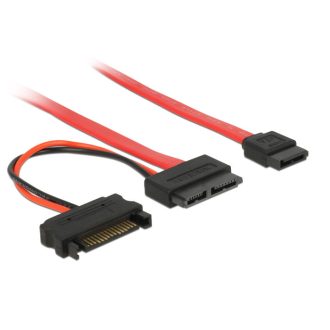   Delock Slim SATA kábel Vékony SATA anya > SATA 7 tűs + SATA 15 tűs 5 V 30 cm (84800)