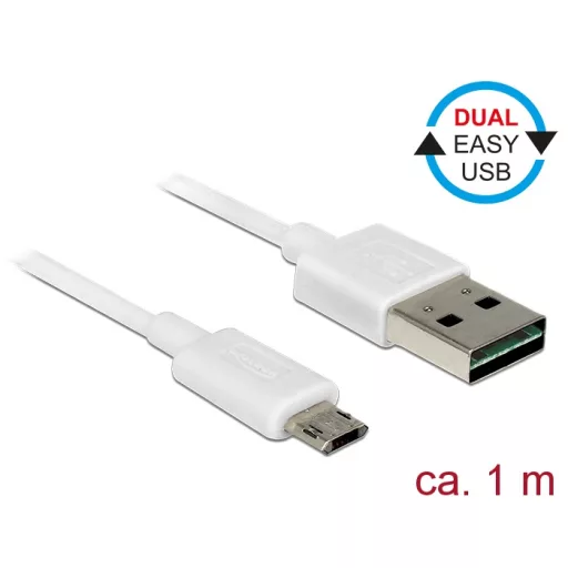 Delock Kábel, EASY-USB 2.0-s A-típusú csatlakozódugó > EASY-USB 2.0-s Micro-B típusú csatlakozódugó, (84807)