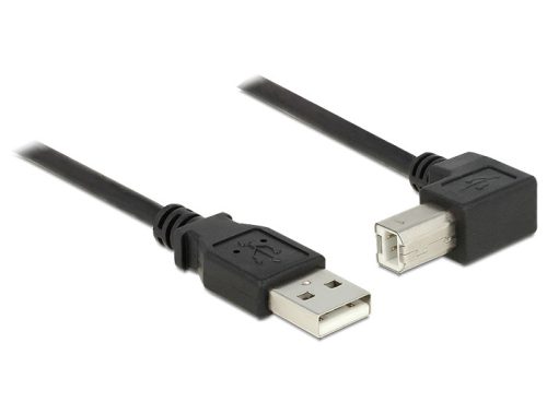 Delock USB 2.0-s kábel A-típusú dugó > USB 2.0 B-típusú dugó derékszögű 1,5 m fekete (84810)