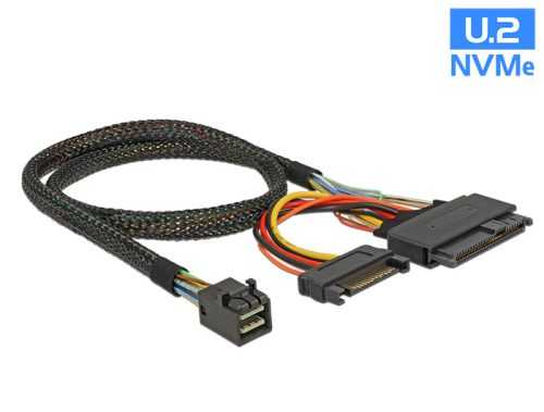 Delock Kábel SFF-8643 dugó > U.2 SFF-8639 + SATA tápcsatlakozó 50 cm (84819)