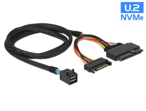 Delock Kábel SFF-8643 dugó > U.2 SFF-8639 dugó + SATA tápcsatlakozó 75 cm (84821)