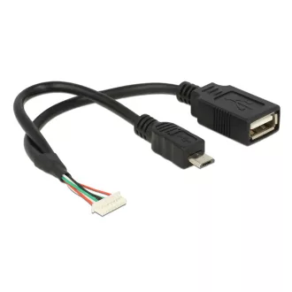   Delock kábel USB 2.0 tűs fejléc 1,25 mm 8 tűs anya>USB 2.0 Type-A anya + USB 2.0 Type Micro-B csatl. (84835)
