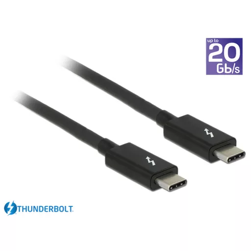 Delock Thunderbolt 3 (20 Gb/s) USB-C kábel, csatlakozódugó > csatlakozódugó, passzív, 1,0 m, 5 A, (84845)