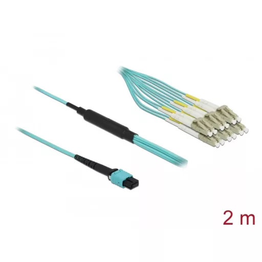 Delock Optikai szálkábel MPO anya - 12 x LC Duplex apa, multi módú OM3, 50/125  m, 2 m hosszú (84872)