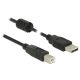 Delock USB 2.0-s kábel A-típusú csatlakozódugóval > USB 2.0-s, B-típusú csatlakozódugóval, 1,5 m, fe (84896)