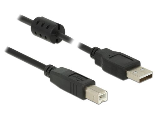 Delock USB 2.0-s kábel A-típusú csatlakozódugóval > USB 2.0-s, B-típusú csatlakozódugóval, 5,0 m, fe (84899)