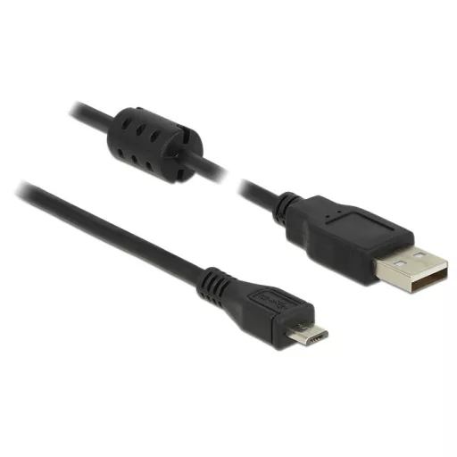 Delock USB 2.0-s kábel A-típusú csatlakozódugóval > USB 2.0 Micro-B csatlakozódugóval, 1,5 m, fekete (84902)
