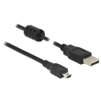   Delock USB 2.0-s kábel A-típusú csatlakozódugóval > USB 2.0 Mini-B csatlakozódugóval, 1,0 m, fekete (84912)