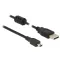 Delock USB 2.0-s kábel A-típusú csatlakozódugóval > USB 2.0 Mini-B csatlakozódugóval, 2,0 m, fekete (84914)