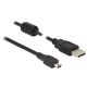 Delock USB 2.0-s kábel A-típusú csatlakozódugóval > USB 2.0 Mini-B csatlakozódugóval, 2,0 m, fekete