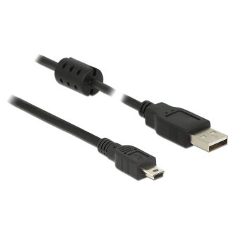   Delock USB 2.0-s kábel A-típusú csatlakozódugóval > USB 2.0 Mini-B csatlakozódugóval, 5,0 m, fekete (84916)