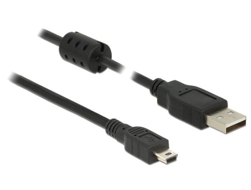 Delock USB 2.0-s kábel A-típusú csatlakozódugóval > USB 2.0 Mini-B csatlakozódugóval, 5,0 m, fekete (84916)