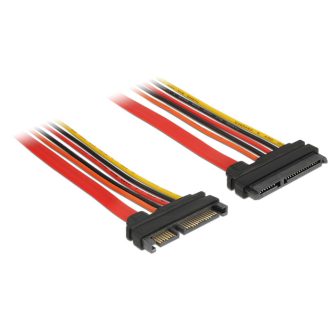  Delock Bovítokábel, SATA, 6 Gb/s, 22 tus csatlakozó > SATA 22 tus aljzat (3,3 V + 5 V + 12 V), 10 cm (84917)