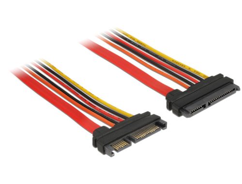 Delock Bovítokábel, SATA, 6 Gb/s, 22 tus csatlakozó > SATA 22 tus aljzat (3,3 V + 5 V + 12 V), 20 cm