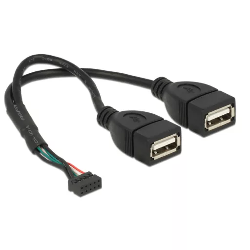 Delock USB 2.0-s csatlakozóhüvellyel ellátott kábel, 2,00 mm, 10 tus > 2 x USB 2.0 A-típusú csatlako (84933)