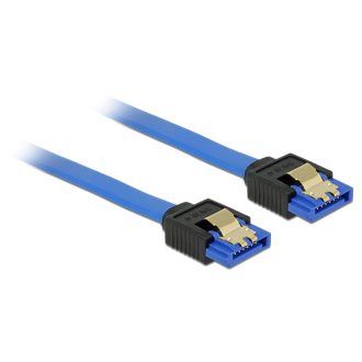   Delock SATA-kábel, 6 Gb/s, hüvely, egyenes > SATA hüvely, egyenes, 30 cm, kék aranyszínu kapcsokkal (84978)