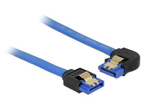 Delock SATA-kábel, 6 Gb/s, hüvely, egyenes > SATA hüvely, balra nézo csatlakozódugóval, 20 cm, kék a (84983)