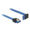 Delock SATA-kábel, 6 Gb/s, hüvely, egyenes > SATA hüvely, felfelé ívelt, 20 cm, kék aranyszínu kapcs (84995)