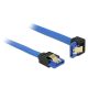 Delock SATA-kábel, 6 Gb/s, hüvely, egyenes > SATA hüvely, lefelé ívelt, 20 cm, kék aranyszínu kapcso (85089)