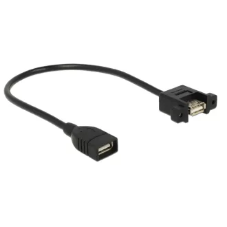   Delock kábel USB 2.0 Type-A anya > USB 2.0 Type-A anya panelre szerelhető 25 cm (85105)