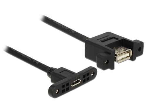 Delock kábel USB 2.0 Micro-B panelre szerelhető anya >  anya USB 2.0 Type-A panelre szerelhető 25 cm