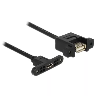   Delock kábel USB 2.0 Micro-B panelre szerelhető anya>  anya USB 2.0 Type-A panelre szerelhető1 m (85110)