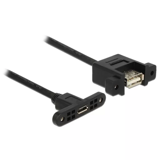 Delock kábel USB 2.0 Micro-B panelre szerelhető anya>  anya USB 2.0 Type-A panelre szerelhető1 m (85110)