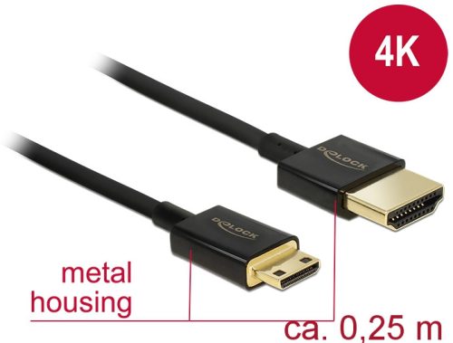 Delock Nagysebességű HDMI-kábel Ethernettel - HDMI-A-csatlakozódugó > HDMI Mini-C-csatlakozódugó, 3D