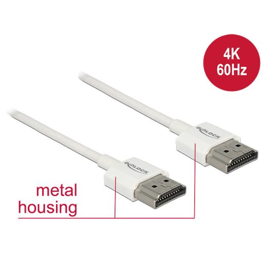 Delock HDMI-kábel Ethernettel - HDMI-A-csatlakozódugó > HDMI-A-csatlakozódugó, 3D, 4K,0,5 m, vékony (85121)