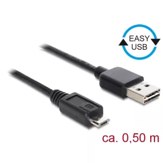   Delock Kábel, EASY-USB 2.0-s A-típusú csatlakozódugó > USB 2.0-s Micro-B típusú csatlakozódugó, 50 c (85156)