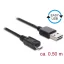 Delock Kábel, EASY-USB 2.0-s A-típusú csatlakozódugó > USB 2.0-s Micro-B típusú csatlakozódugó, 50 c (85156)