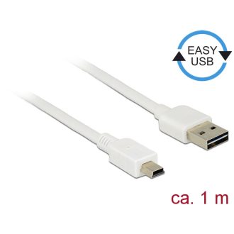   Delock Kábel, EASY-USB 2.0-s A-típusú csatlakozódugó > USB 2.0-s Mini-B-típusú csatlakozódugó, 1 m, (85157)
