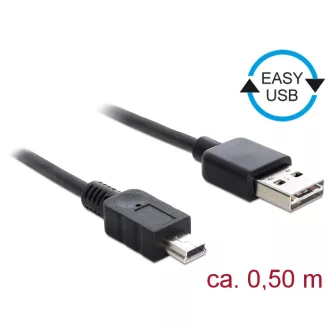   Delock Kábel, EASY-USB 2.0-s A-típusú csatlakozódugó > USB 2.0-s Mini-B-típusú csatlakozódugó, 0,5 m (85158)