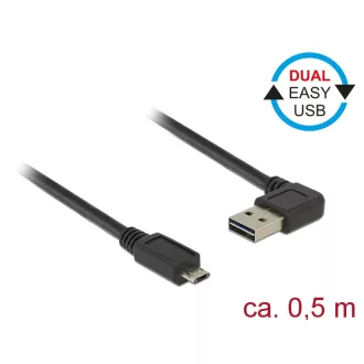   Delock Kábel, EASY-USB 2.0-s A- típusú csatlakozódugó, ívelt bal / jobb > EASY-USB 2.0-s B-típusú cs (85164)