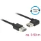 Delock Kábel, EASY-USB 2.0-s A- típusú csatlakozódugó > EASY-USB 2.0-s-A-típusú csatlakozódugó, ível (85176)
