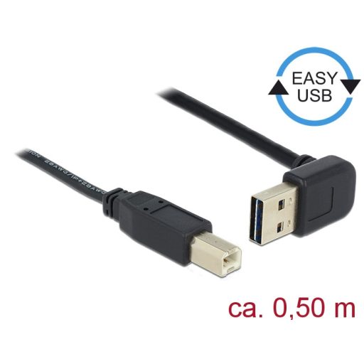 Delock Kábel EASY-USB 2.0-s A típusú csatlakozódugó, ívelt felfelé / lefelé > USB 2.0-s B-típusú csa (85183)