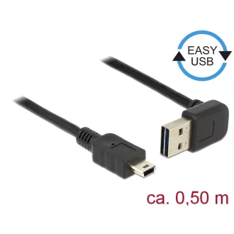   Delock Kábel EASY-USB 2.0-s A típusú csatlakozódugó, ívelt felfelé / lefelé > USB 2.0-s Mini-B-típus (85184)