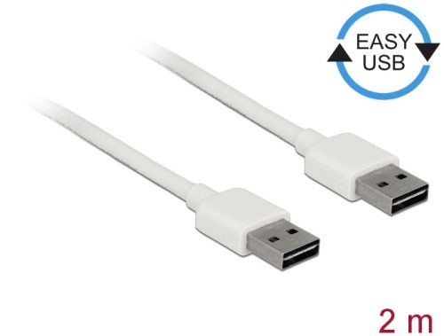 Delock Kábel, EASY-USB 2.0-s A-típusú csatlakozódugó > EASY-USB 2.0-s A-típusú csatlakozódugó, 2 m,