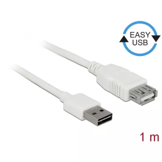   Delock Bővítő kábel EASY-USB 2.0-s A típusú csatlakozódugó > USB 2.0 A-típusú hüvely fehér 1 m (85199)